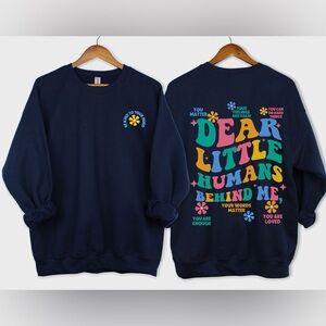 Gildan Navy Sweatshirt with Colorful Positive Message